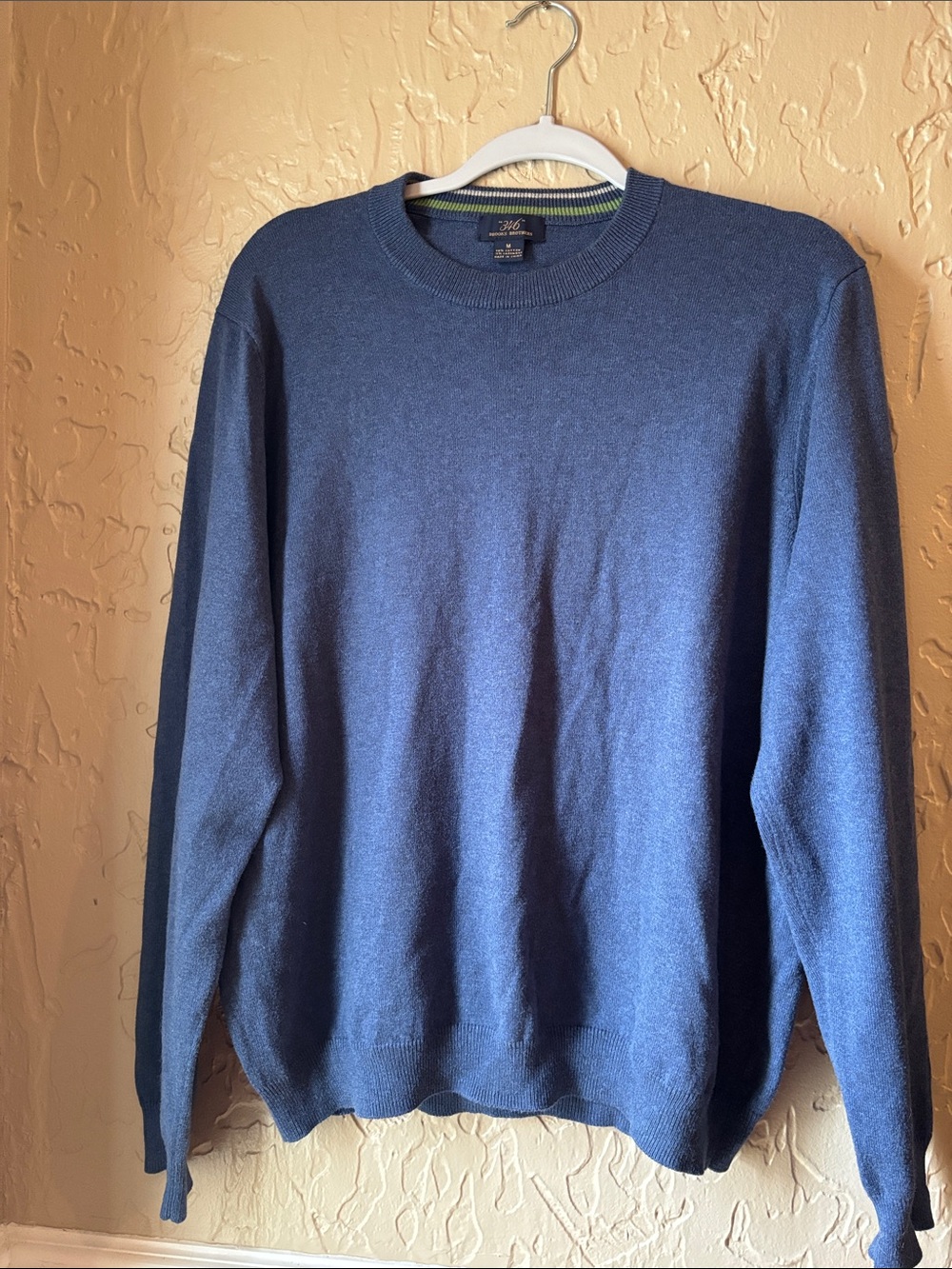 Brooks Brothers 346 Blue Cotton Cashmere Crewneck Sweater Size M